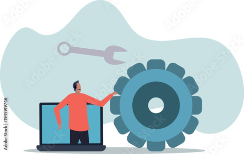 Support staff help fixing technical problem, help desk or operator with phone call or chat to assist customer.human life and situation.