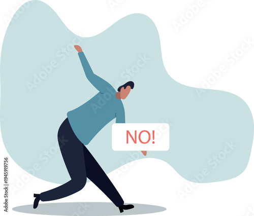 Say no, negative or stop sign, rejection or refuse to do thing, disagreement expression, communicate to stop or denied .human life and situation.