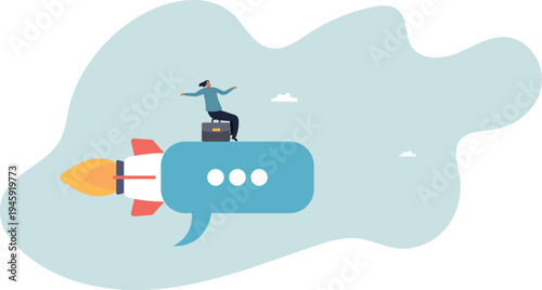 Effective communication for business leader, sending message, announcement or dialog for success, meeting talk or communicate idea .human life and situation.