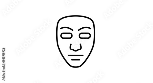 Simple line drawing of a mask.