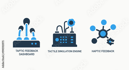 Haptic feedback and tactile simulation technology icons