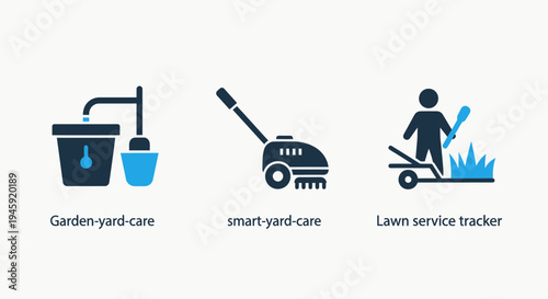 Smart garden and lawn care service icons
