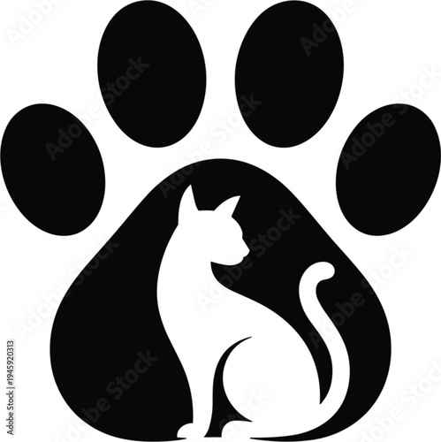 cat on paws on white background.