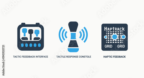 Tactic feedback interface, tactile response console and haptic feedback icons for technology and gaming
