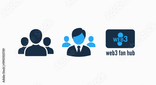 Web3 fan hub and group icons representing community and decentralized technology