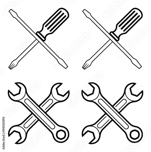 Crossed Screwdrivers and Wrenches
