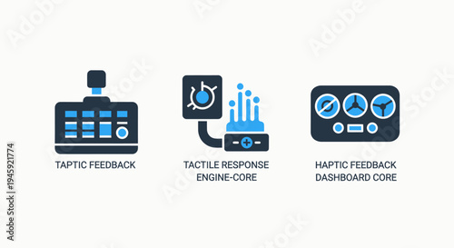 Haptic feedback and tactile response engine dashboard icons for user interface technology