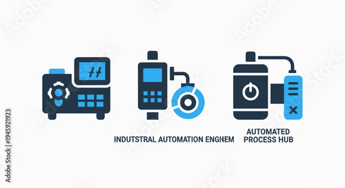 Industrial automation and process control icons for manufacturing, robotics, and smart factory systems