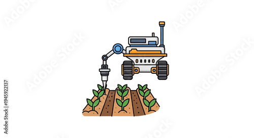 Robotic Farming Machine Planting Seeds.