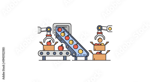 Robots working on production line.