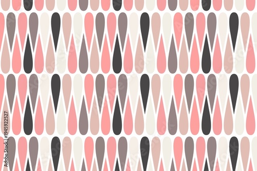 Seamless geometric teardrop pattern in pink, grey, and cream colors