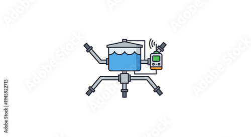 Robot with blue screen and gadgets.