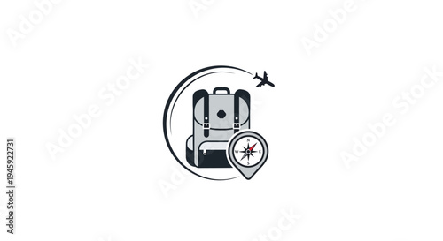 Robot with luggage and airplane flying.