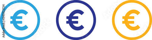 Euro Currency Symbol Icon Set Representing European Finance Banking and Economy