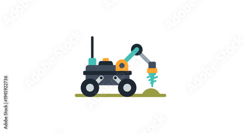 Robot with mechanical arm digging ground.