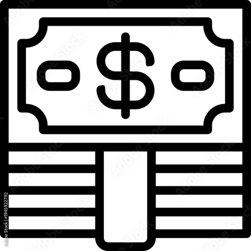 cash line icon. Clean and minimalist vector icon for websites, mobile apps, presentations, and logos. Fully scalable and customizable for any project.