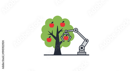 Robotic Arm Picking Apple Fruit.