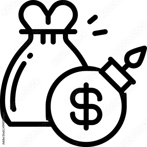 debt line icon. Clean and minimalist vector icon for websites, mobile apps, presentations, and logos. Fully scalable and customizable for any project.