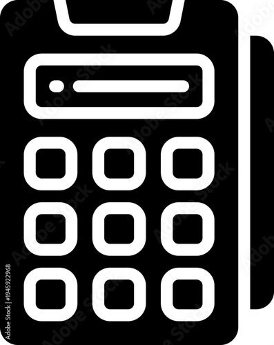 pos terminal glyph icon. Strong and solid vector icon for websites, mobile interfaces, presentations, and visual branding. High quality and easy to edit.