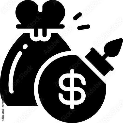 debt glyph icon. Strong and solid vector icon for websites, mobile interfaces, presentations, and visual branding. High quality and easy to edit.