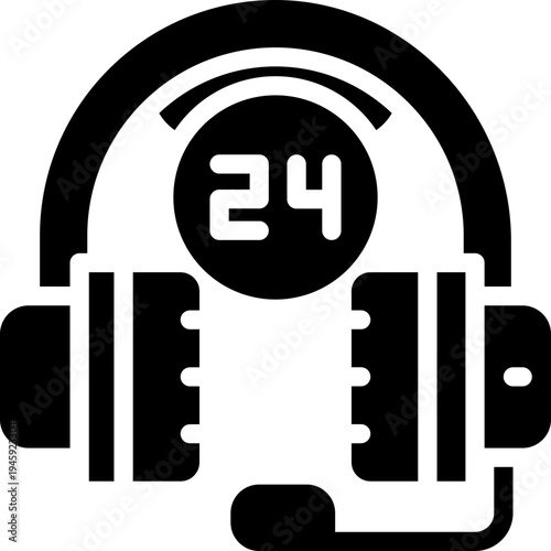 24 hours glyph icon. Strong and solid vector icon for websites, mobile interfaces, presentations, and visual branding. High quality and easy to edit.