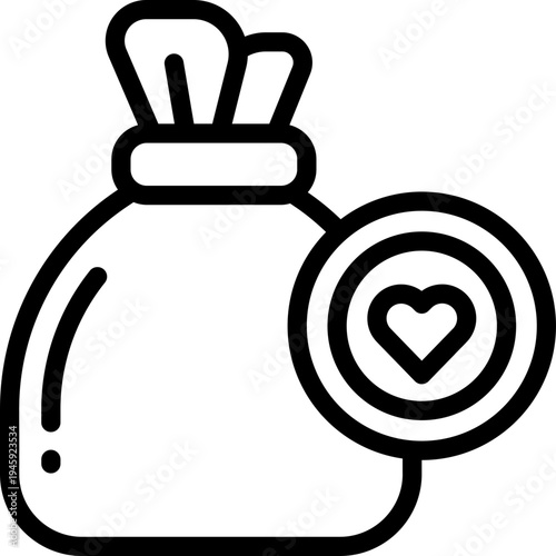 donation bag line icon. Clean and minimalist vector icon for websites, mobile apps, presentations, and logos. Fully scalable and customizable for any project.