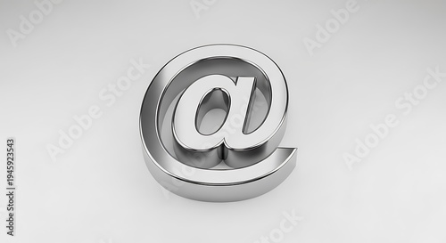 Silver Email Icon on White Background.