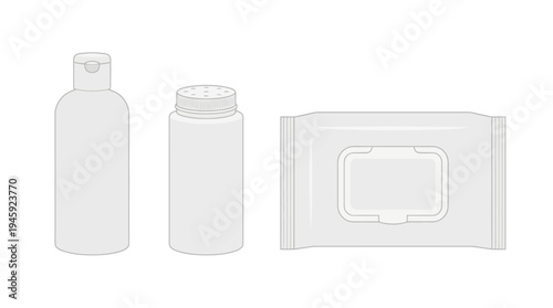 Illustration of cosmetic product packaging.