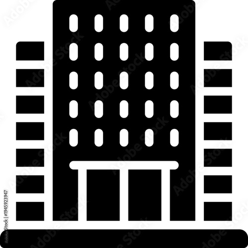 hotel glyph icon. Strong and solid vector icon for websites, mobile interfaces, presentations, and visual branding. High quality and easy to edit.