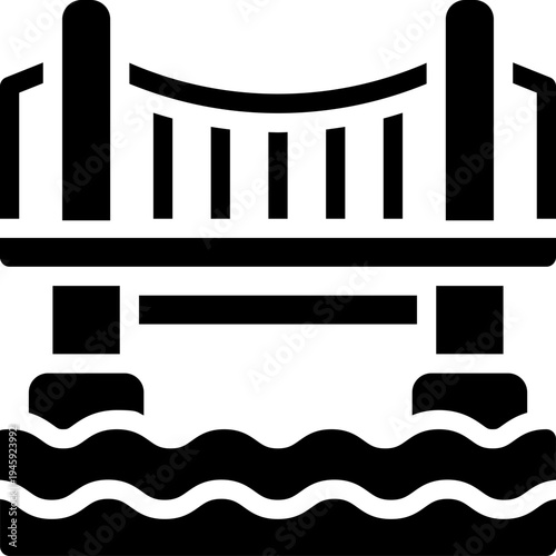 bridge glyph icon. Strong and solid vector icon for websites, mobile interfaces, presentations, and visual branding. High quality and easy to edit.