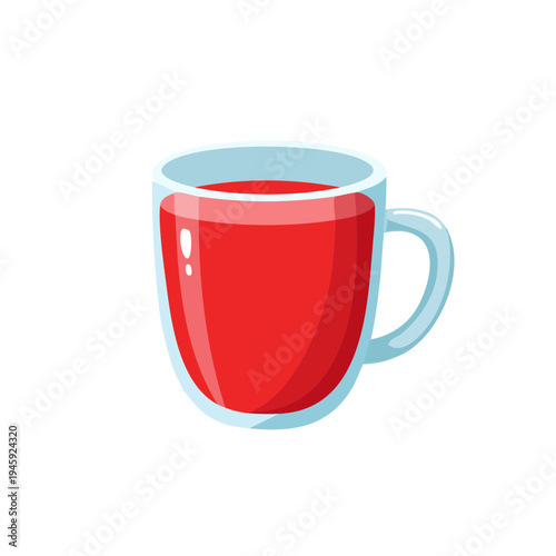 A vibrant glass mug filled with a ruby red drink, ready to refresh