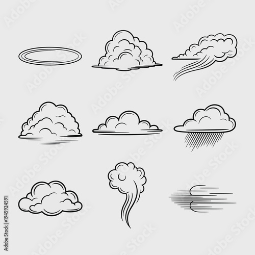 Collection of Hand-Drawn Cloud and Weather