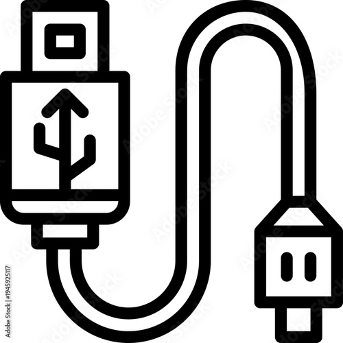 usb cable line icon. Clean and minimalist vector icon for websites, mobile apps, presentations, and logos. Fully scalable and customizable for any project.
