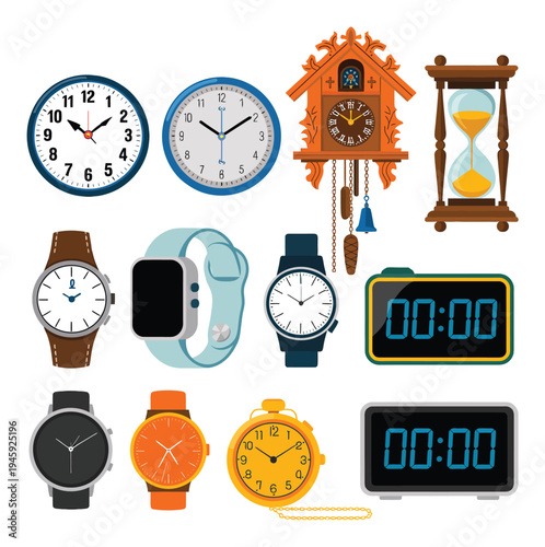 Collection of Various Clocks and Timekeeping Devices