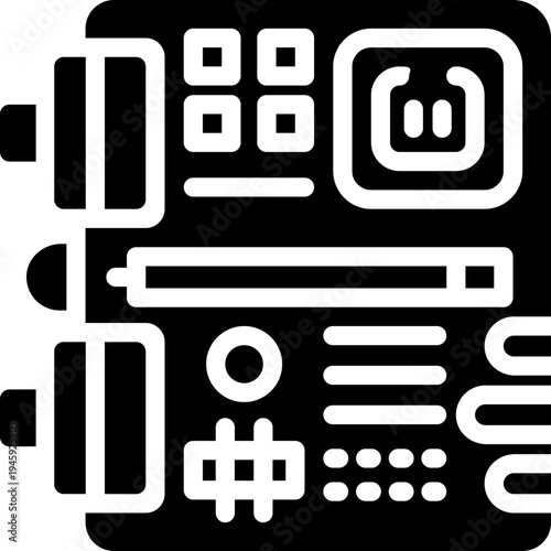 motherboard glyph icon. Strong and solid vector icon for websites, mobile interfaces, presentations, and visual branding. High quality and easy to edit.