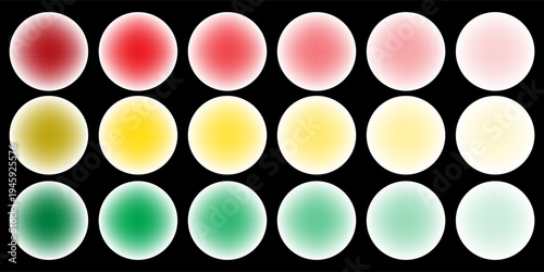 Bright colorful circle gradient set. Round blur gradation background collection. Iridescent radial blurry shape pack for poster, banner, leaflet, brochure. Eps10