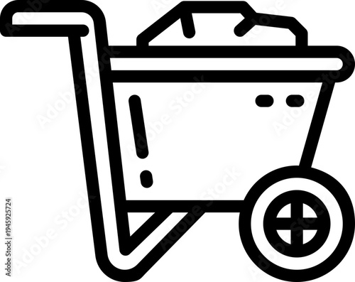 wheelbarrow line icon. Clean and minimalist vector icon for websites, mobile apps, presentations, and logos. Fully scalable and customizable for any project.