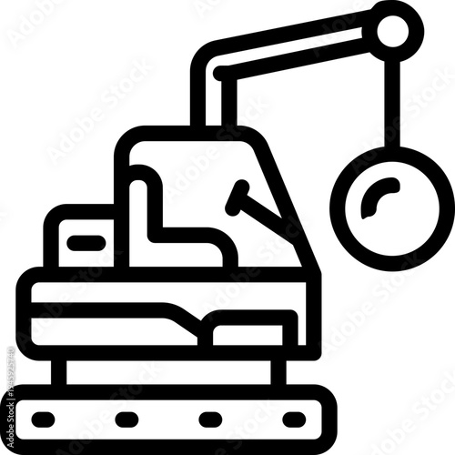 demolition crane line icon. Clean and minimalist vector icon for websites, mobile apps, presentations, and logos. Fully scalable and customizable for any project.