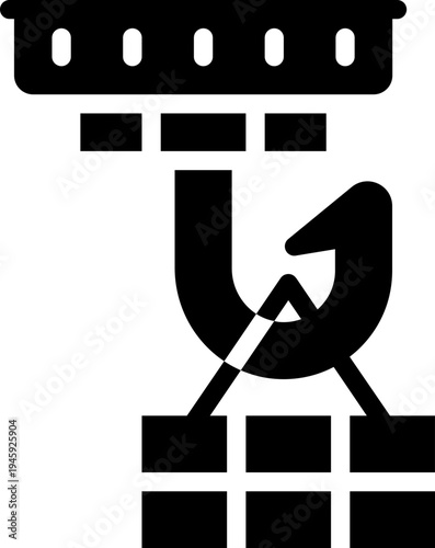 hook glyph icon. Strong and solid vector icon for websites, mobile interfaces, presentations, and visual branding. High quality and easy to edit.