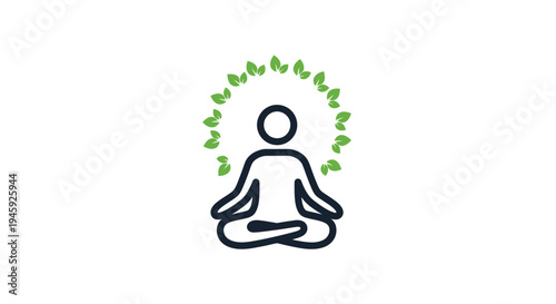 Simple Line Drawing of Meditating Person.