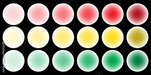 Bright colorful circle gradient set. Round blur gradation background collection. Iridescent radial blurry shape pack for poster, banner, leaflet, brochure. Eps10