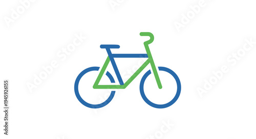 Simple Green Blue Bicycle Illustration.