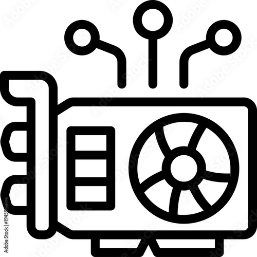 gpu line icon. Clean and minimalist vector icon for websites, mobile apps, presentations, and logos. Fully scalable and customizable for any project.