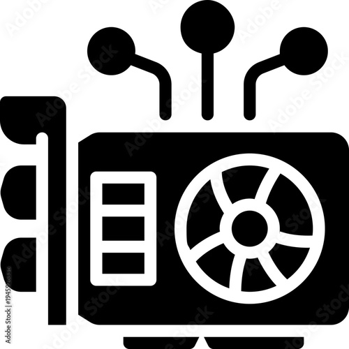 gpu glyph icon. Strong and solid vector icon for websites, mobile interfaces, presentations, and visual branding. High quality and easy to edit.