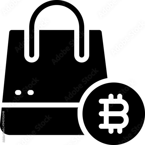 shopping bag glyph icon. Strong and solid vector icon for websites, mobile interfaces, presentations, and visual branding. High quality and easy to edit.