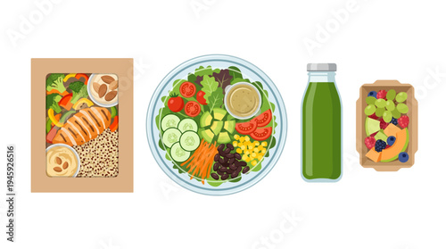 Healthy food and drink options.