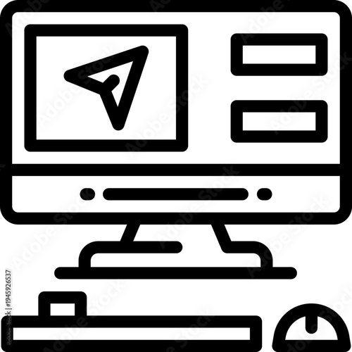 computer line icon. Clean and minimalist vector icon for websites, mobile apps, presentations, and logos. Fully scalable and customizable for any project.