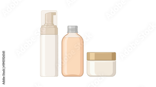 A set of cosmetic products on white background.