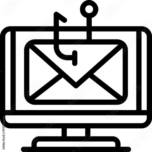 phishing line icon. Clean and minimalist vector icon for websites, mobile apps, presentations, and logos. Fully scalable and customizable for any project.