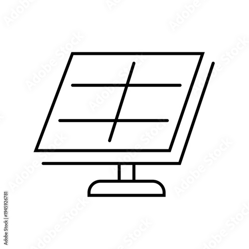 Solar Energy Icon, Solar energy icon Black and white outline vector, Simple outline style. Sun with lightning bolt, technology, nature, eco, ecology, sunlight, environment concept. Thin line symbol.